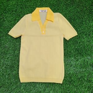 Vintage 80s MOD Pullover Sweater XS/S 15x25 Yellow Ribbed